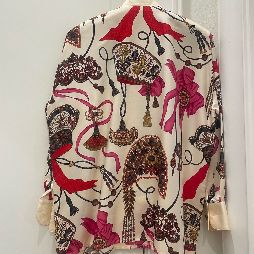 Escada Cream and Fuchsia Blouse - size 42 - Picture 2 of 3